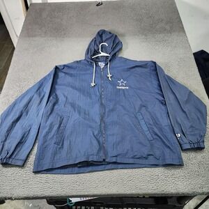 Dallas Cowboys Jacket Mens XL Blue NFL Football Hooded Windbreaker Pro Player